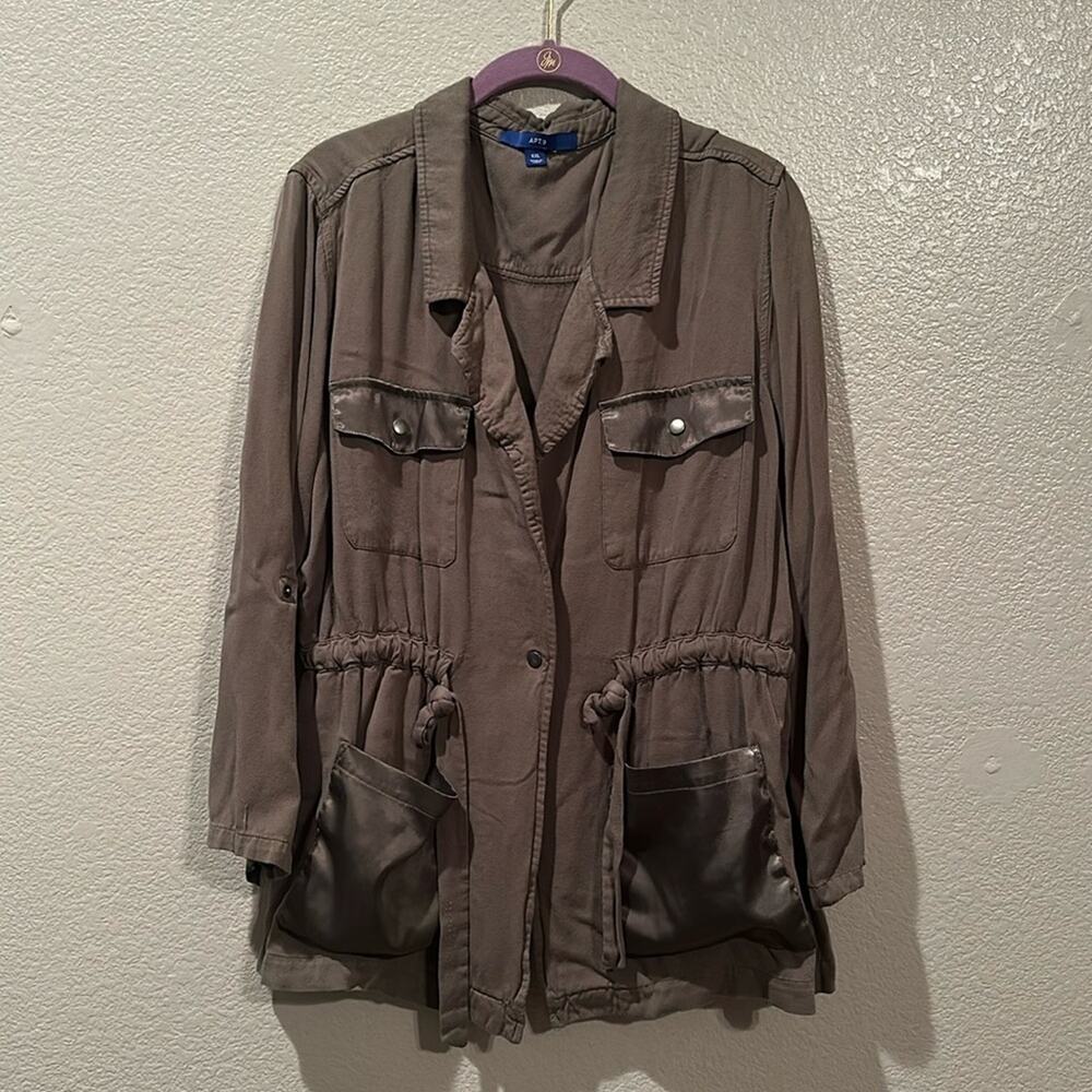 Apt 9 Green Army Style Shirt Jacket Sz XXL